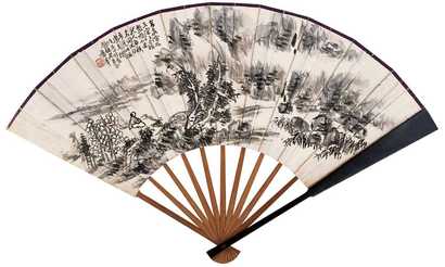 蒲华 山水 成扇